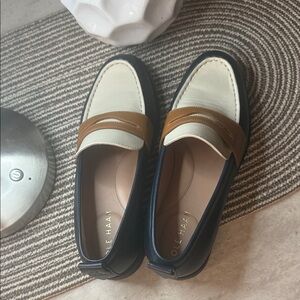 Cole Haan Cream and Brown Leather Loafers